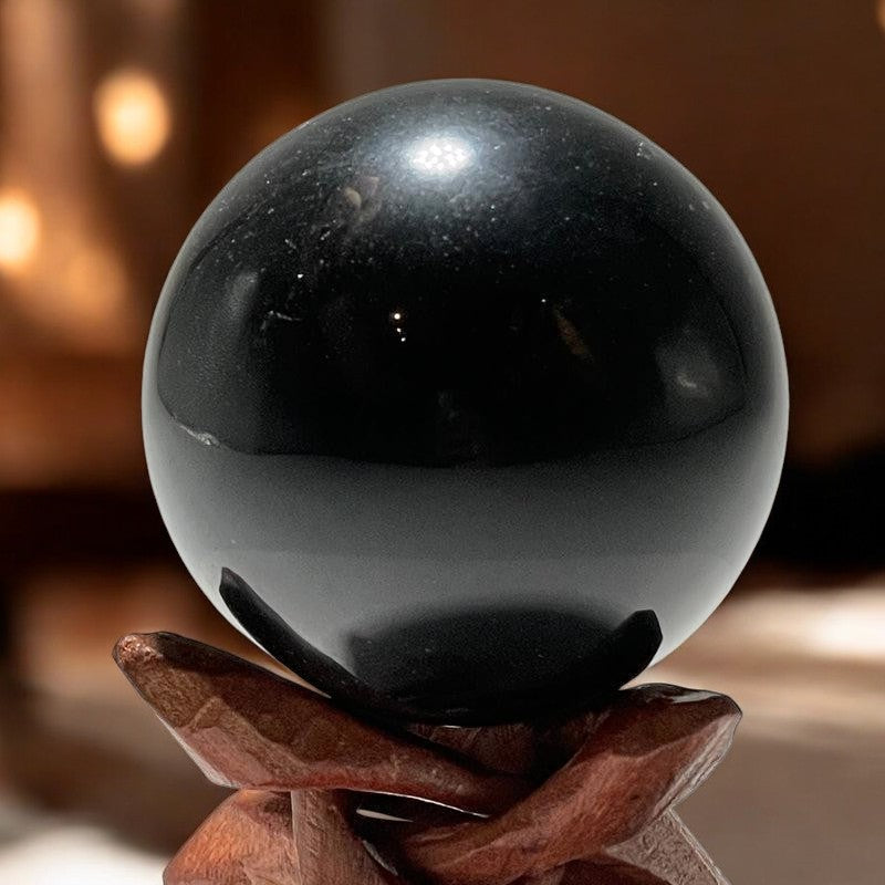 Black Obsidian Sphere Display