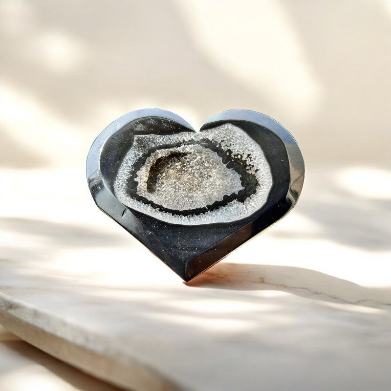 Black Agate Hand Carved Heart