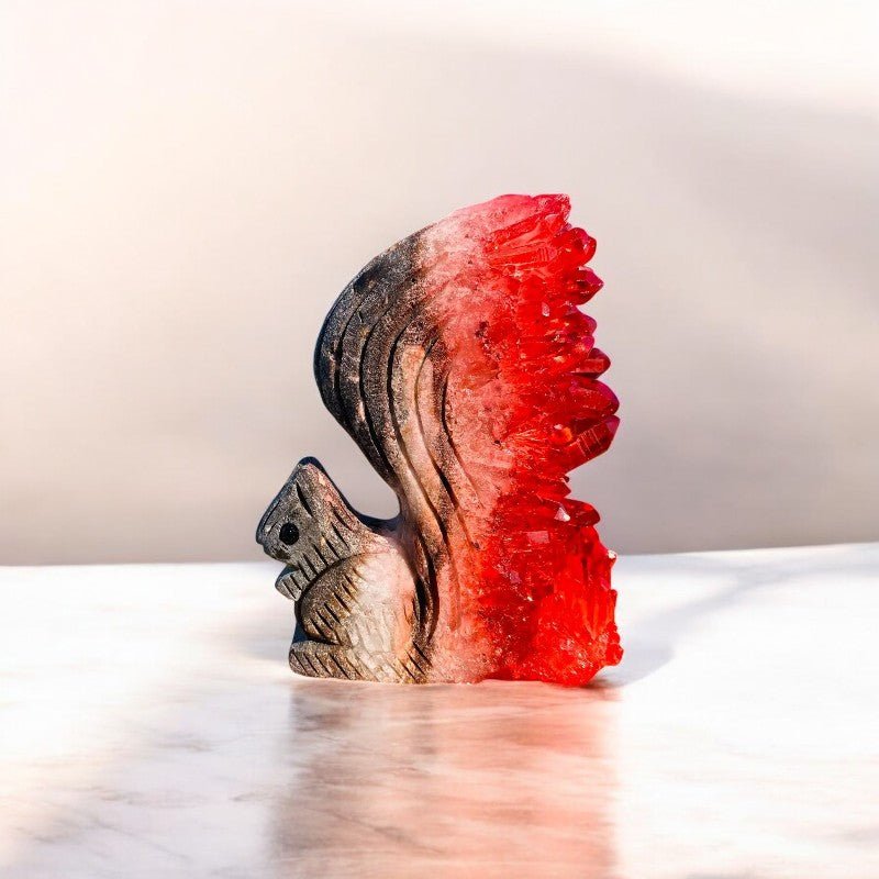 Red Geode Crystal Squirrel