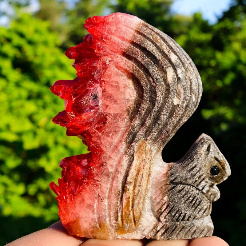 Red Geode Crystal Squirrel