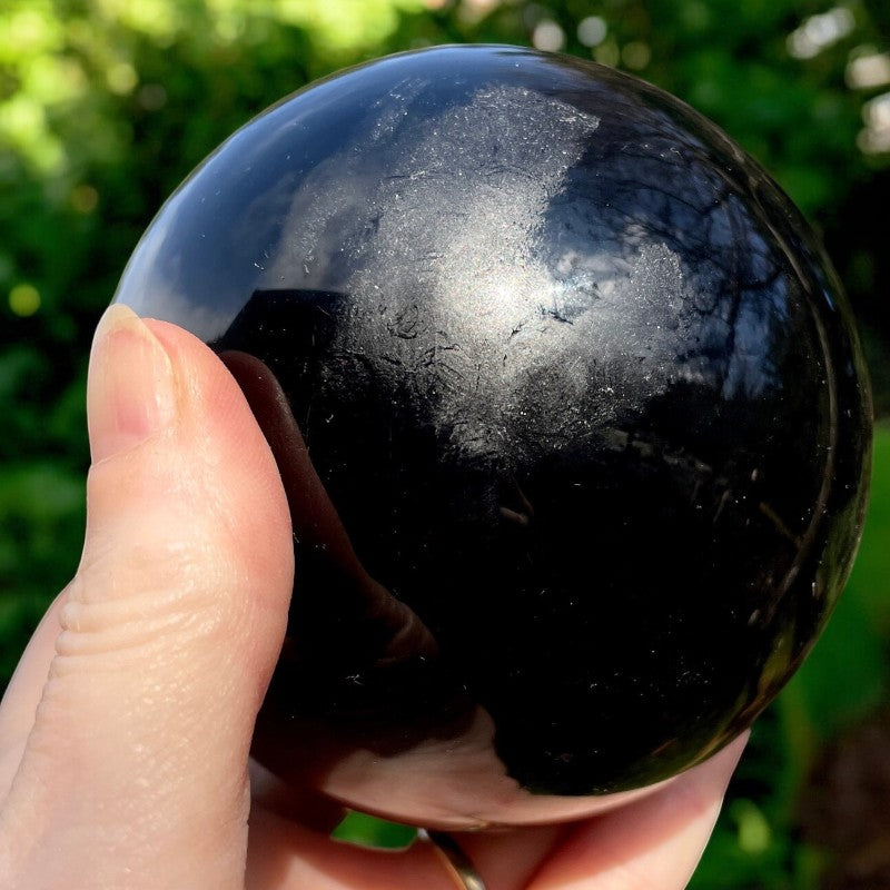 Black Obsidian Sphere Display