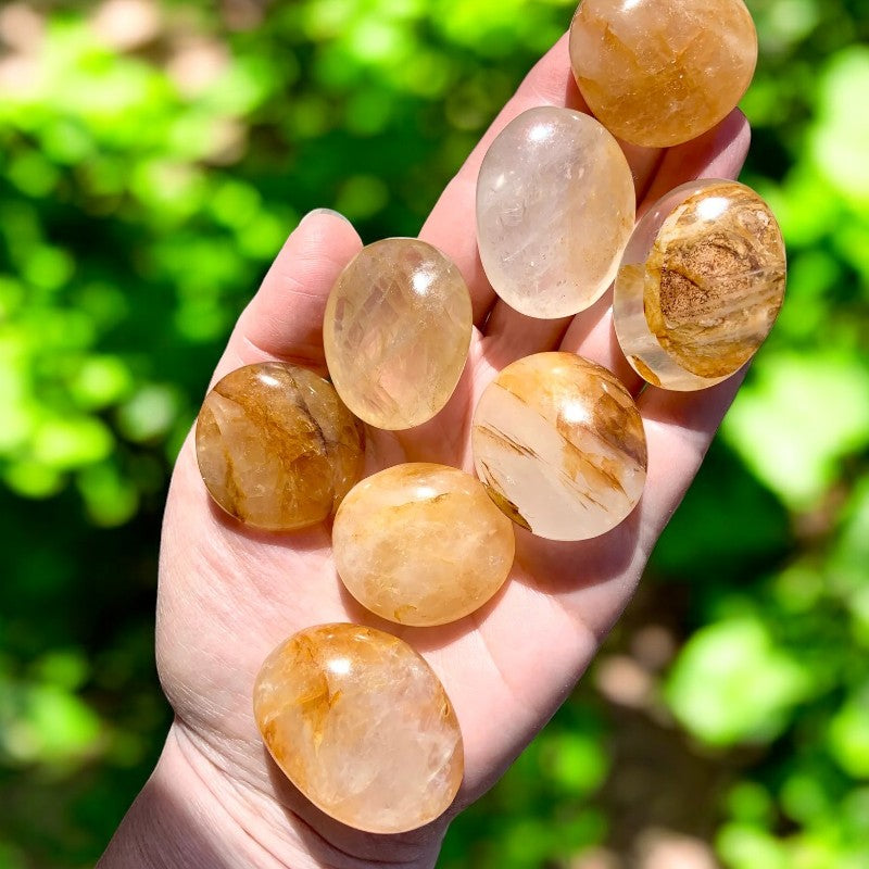Golden Healer Quartz Palm Stone