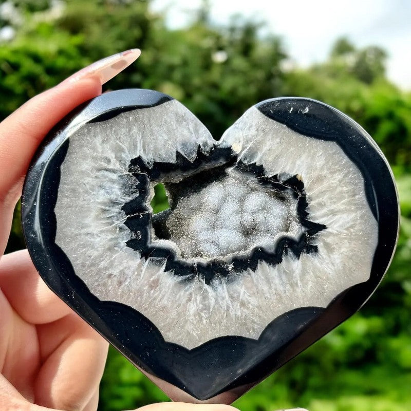 Black Agate Hand Carved Heart